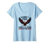Femme 1776 États-Unis Eagle Terre de la Patrie Libre des Braves patriotes T-Shirt avec Col en V