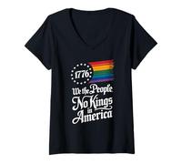 Femme 1776 We The People No Kings in America Fierté Rainbow T-Shirt avec Col en V