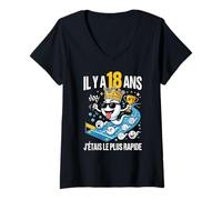 Femme 18 Ans Anniversaire Homme Garcon Anniv 18e T-Shirt avec Col en V