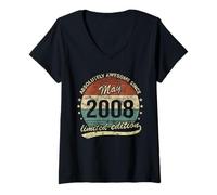 Femme 18ème Anniversaire Absolument génial Depuis mai 2008 Vintage T-Shirt avec Col en V
