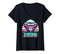 Femme 1956 Année du Singe rétro années 80 Vaporwave Zodiaque Chinois T-Shirt avec Col en V
