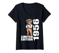 Femme 1956 édition limitée Ours Anniversaire 1956 Vintage 1956 rétro T-Shirt avec Col en V