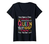 Femme 1957 Birthday Queen Girls Women Born in 1957 T-Shirt avec Col en V