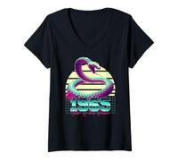 Femme 1965 Année du Serpent rétro années 80 Vaporwave Zodiaque Chinois T-Shirt avec Col en V