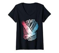 Femme 1971 Eagle Vintage American Birthday T-Shirt avec Col en V
