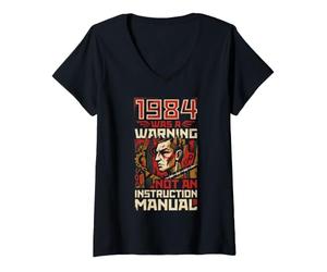 Femme 1984 était Un Avertissement et Non Un Manuel d'instructions (français Non Garanti) T-Shirt avec Col en V
