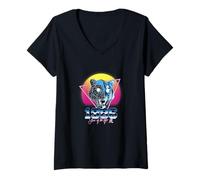 Femme 1986 Année du Tigre Vaporwave T-Shirt avec Col en V