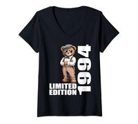 Femme 1994 Édition limitée Ours Anniversaire 1994 Vintage 1994 Rétro T-Shirt avec Col en V