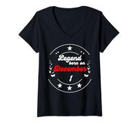 Femme 1er décembre Anniversaire Legend Man Boy Since December 1st T-Shirt avec Col en V