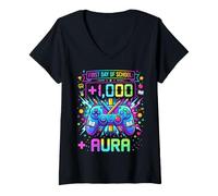 Femme 1er Jour d'école Aura Retour à l'école T-Shirt avec Col en V