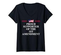 Femme 1st Amendment I Support The First Amendment Freedom Speech T-Shirt avec Col en V