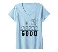 Femme 2 Poissons 5 Pains Jésus nourrit Les 5000 versets bibliques T-Shirt avec Col en V