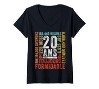 Femme 20 Ans Toujours Formidable Cadeau Anniversaire 20 Ans T-Shirt avec Col en V