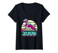 Femme 2006 Année du Chien Signe du Zodiaque Chinois rétro années 80 T-Shirt avec Col en V