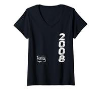Femme 2008 Limited Edition 18e Anniversaire Cadeau Majorité T-Shirt avec Col en V