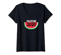 Femme 2025 La Palestine est Un État Maintenant T-Shirt avec Col en V