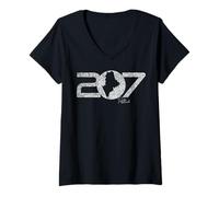 Femme 207 Portland Maine Code régional Nouvelle-Angleterre Portlander Carte Art T-Shirt avec Col en V