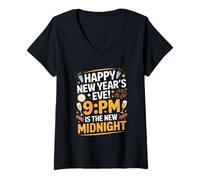 Femme 21 h est la nouvelle veille du Nouvel An de minuit T-Shirt avec Col en V