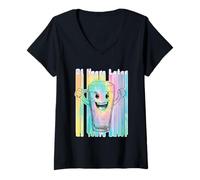 Femme 21 Years Later 21st Birthday Meme apparel Then vs Now Humour T-Shirt avec Col en V