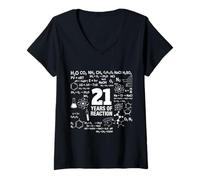 Femme 21e Anniversaire 21 Ans drôle Chimie Nerd Humour Geek T-Shirt avec Col en V