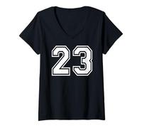 Femme 23, numéro Vingt-Trois, Sports d'équipe, Correspondance Graphique, Varsity T-Shirt avec Col en V