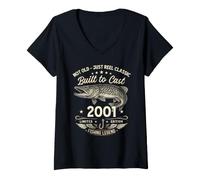 Femme 25 Ans Anniversaire Pêche Homme Original 2001 Édition Limité T-Shirt avec Col en V