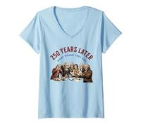 Femme 250 Ans Plus Tard pères fondateurs Ponder USA T-Shirt avec Col en V