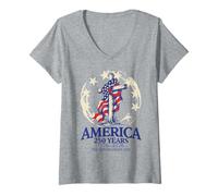 Femme 250 Years in God We Trust Cross 1776-2026 - Drapeau des États-Unis T-Shirt avec Col en V
