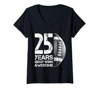 Femme 25e Anniversaire Football américain 25 Ans Homme Femme T-Shirt avec Col en V