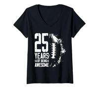 Femme 25e Anniversaire Football américain 25 Ans Homme Femme T-Shirt avec Col en V