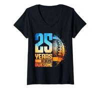 Femme 25e Anniversaire Football américain 25 Ans Homme Femme T-Shirt avec Col en V
