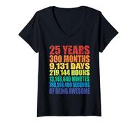 Femme 25e Anniversaire, pour Homme et Femme, 25 Ans de Being Awesome T-Shirt avec Col en V