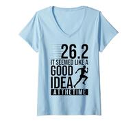 Femme 26.2 Cela semblait être une bonne idée à l'époque des coureurs de marathon T-Shirt avec Col en V
