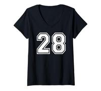Femme 28 Sports d'équipe numéro Vingt-Huit Correspondant à l'équipe Varsity T-Shirt avec Col en V
