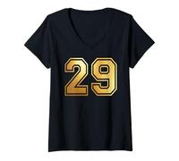 Femme 29 Matching Graphique des Sports d'équipe numéro 29 T-Shirt avec Col en V
