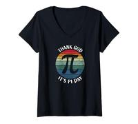 Femme 3.14 Pi Retro Remerciez Dieu Son Pi Day pour Mathématiques Étudiant Enseignant T-Shirt avec Col en V