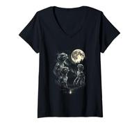 Femme 3 Alien Hurlant à la Lune Vintage Funny 80-90s Sci FI Graphic T-Shirt avec Col en V