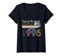 Femme 30 Year Old Woman Making The World Better Place Since 1995 T-Shirt avec Col en V