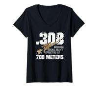 Femme 308 Parce que les roches ne sont pas efficaces à 700 mètres, c'est drôle T-Shirt avec Col en V
