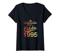 Femme 30e Anniversaire Né en Octobre 1995 Vintage 30 Ans d'âge T-Shirt avec Col en V