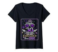 Femme 30th Birthday Queen Chapter 30 Fabulous Since 1996 Women T-Shirt avec Col en V