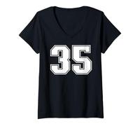 Femme 35 Matching Graphique des Sports d'équipe numéro Trente-Cinq T-Shirt avec Col en V
