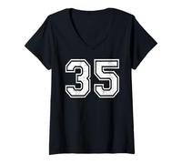 Femme 35 Sports d'équipe numéro Trente-Cinq Grunge Varsity Matching T-Shirt avec Col en V