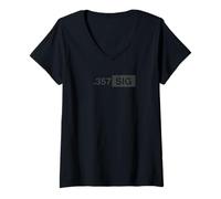 Femme .357 SIG Munitions - Chasse, défense, Application de la Loi, .357 T-Shirt avec Col en V