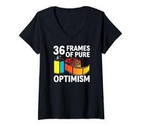 Femme 36 Frames of Pure Optimism 35mm Film Photography Analog Cam T-Shirt avec Col en V