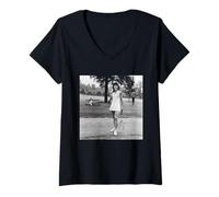 Femme 39 Grand Chelem US Tennis Wimbledon Billie Jean King T-Shirt avec Col en V