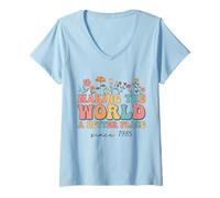 Femme 39e anniversaire Making The World A Better Place Since 1985 T-Shirt avec Col en V