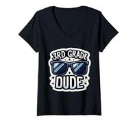 Femme 3e année Dude Troisième année Retour à l'école Garçons Étudiant T-Shirt avec Col en V