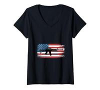 Femme 4 Juillet Droits Arme Patriots Drapeau T-Shirt avec Col en V