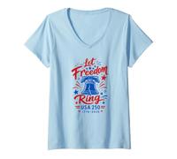 Femme 4 Juillet Let Freedom Ring Bell T-Shirt avec Col en V